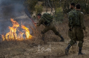 اندلاع حريق في أحراش كيبوتس "بئيري" شرق غزة