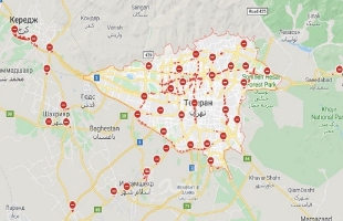 خرائط "جوجل" تظهر شللاً تاماً في طرق طهران