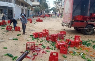 حادث اصطدام شاحنة مشروبات غازية في غزة