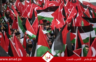الآلاف من الأتراك يخرجون في تظاهرة حاشدة وسط إسطنبول للتضامن مع الشعب الفلسطيني