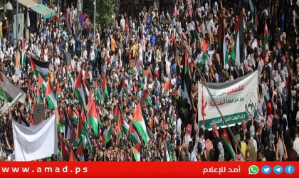 مسيرة حاشدة وسط العاصمة الأردنية تنديداً بالحرب العدوانية المتواصلة على الشعب الفلسطيني